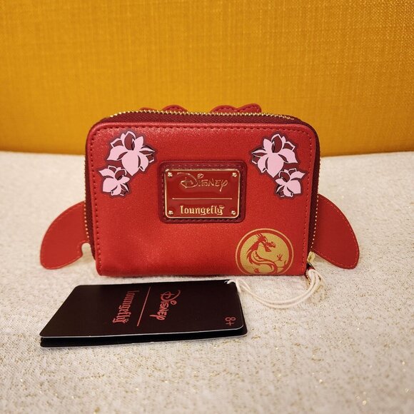 Loungefly Disney Mulan 25th Anniversary Mushu Glitter Zip Around Wallet NEW - Picture 5 of 13